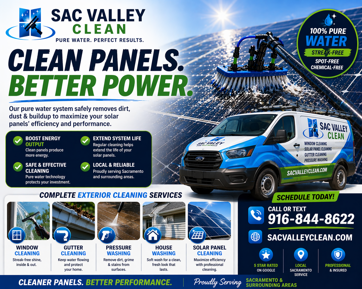 Clean solar panels after Sac Valley Clean service