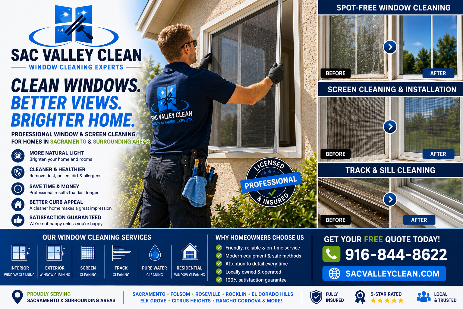 Crystal clear exterior window cleaning and pure water cleaning services by Sac Valley Clean